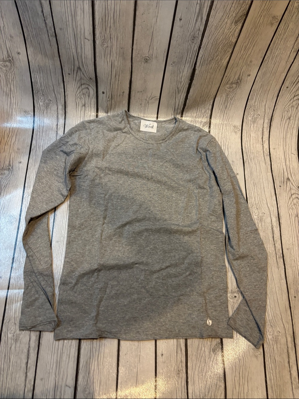 Werk Kids' size YXL Long Sleeve Crew Neck Tee - Gray